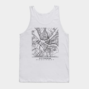 PITTSBURGH PENNSYLVANIA BLACK CITY STREET MAP ART Tank Top